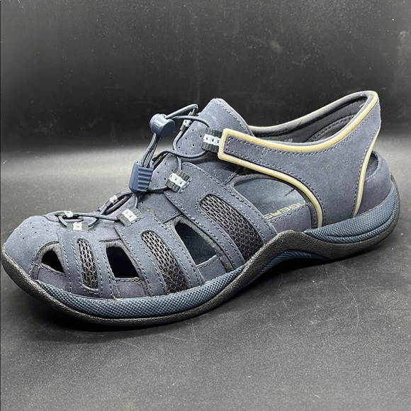 Clarks Shoes - Clark’s Springers Leather Navy Outdoor Fisherman Sandal Shoes Size 9